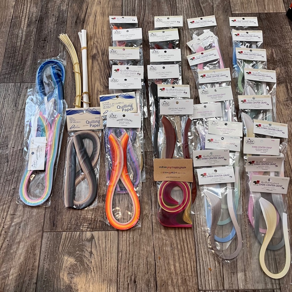 Quilled Creations Paplin Quilling Paper Lot 1/8 1/4 Inch Strips Mixed Colors